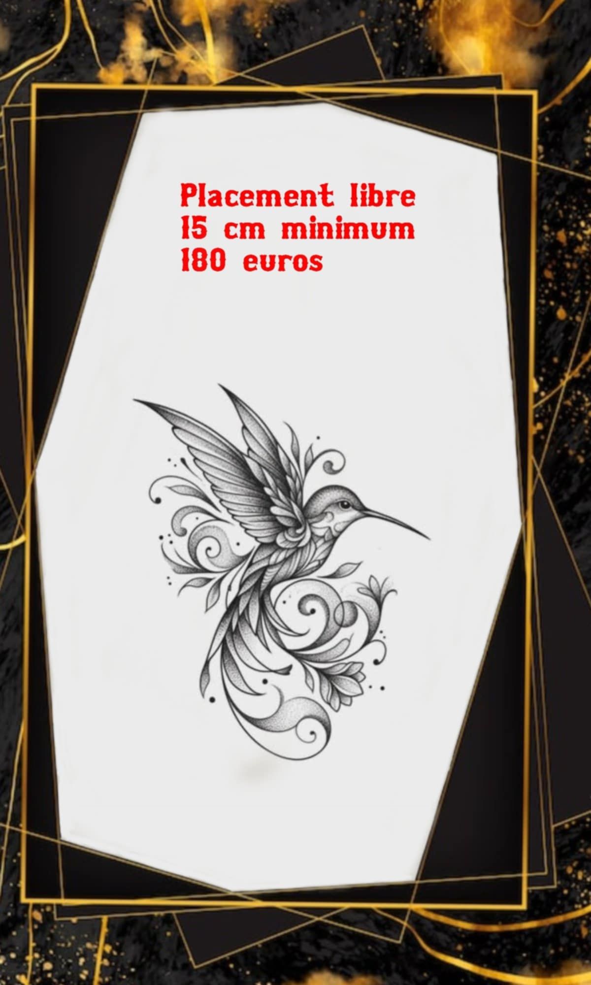 Flash original pointillisme nº5 — création main levée Black Chick Tattoo, dot work, à adopter au studio de Tours-en-Savoie