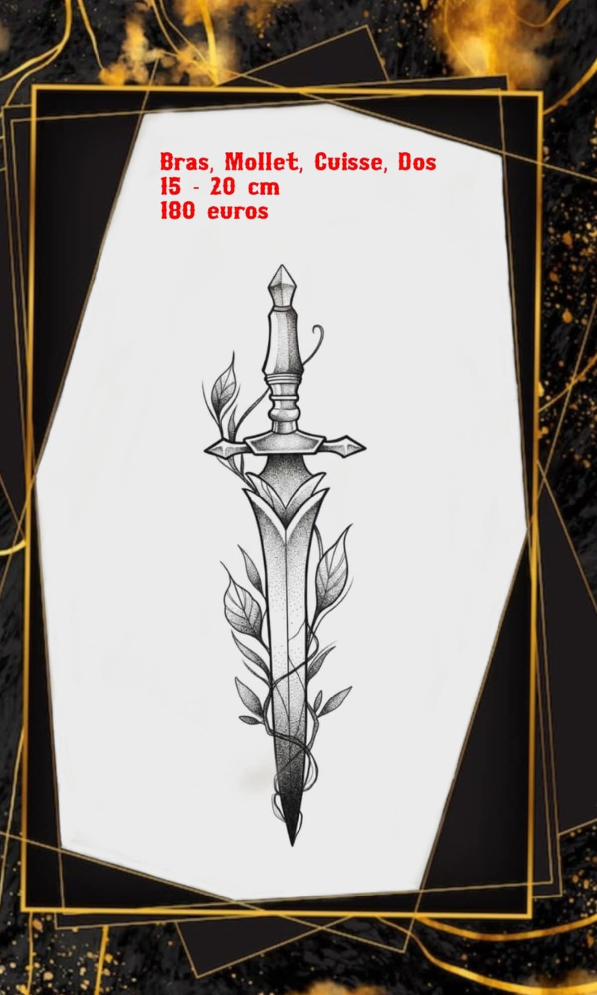 Flash original pointillisme nº9 — création main levée Black Chick Tattoo, dot work, à adopter au studio de Tours-en-Savoie