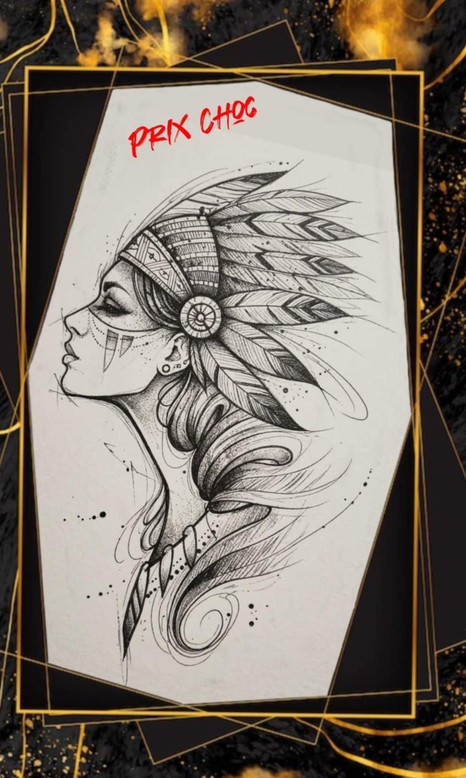Flash original pointillisme nº16 — création main levée Black Chick Tattoo, dot work, à adopter au studio de Tours-en-Savoie