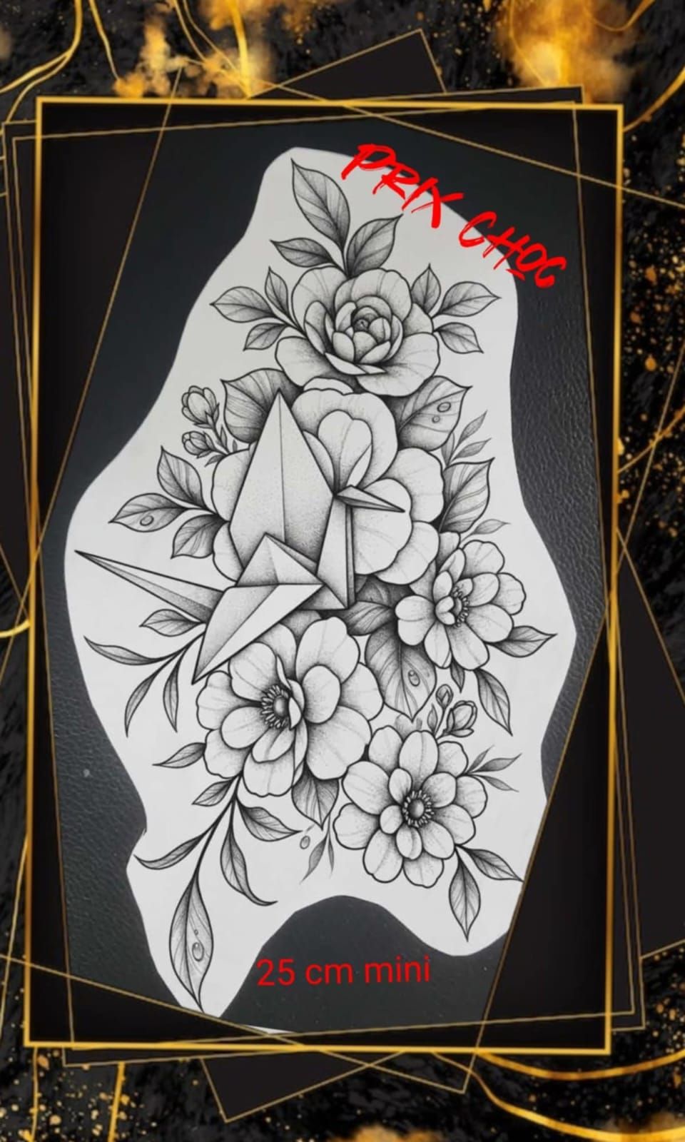 Flash original pointillisme nº19 — création main levée Black Chick Tattoo, dot work, à adopter au studio de Tours-en-Savoie