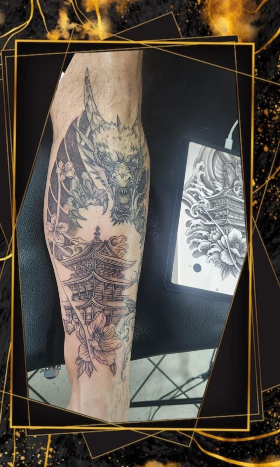 Tatouage pointillisme dot work réalisation 4 — Black Chick Tattoo Tours-en-Savoie