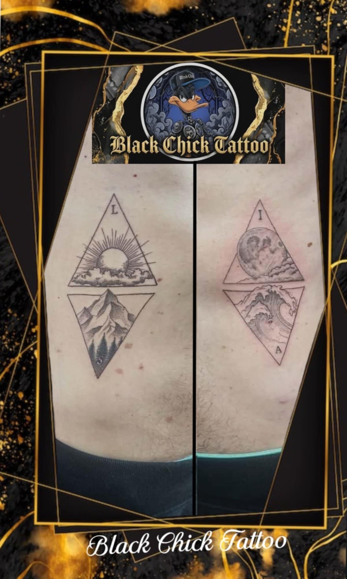 Tatouage pointillisme dot work, réalisation 80 de Black Chick Tattoo à Tours-en-Savoie